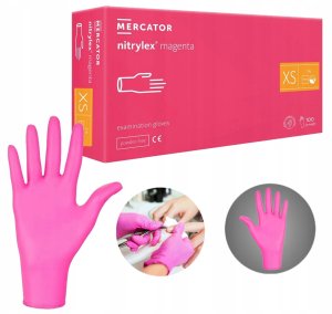 Mercator Medical Rękawice Nitrylowe 100 szt. 6-XS Nitrylex Magenta 16