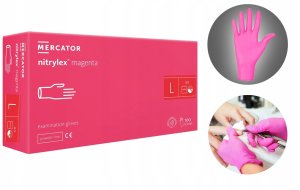 Mercator Medical Rękawice Nitrylowe 100 szt. 9-L Nitrylex Magenta 13