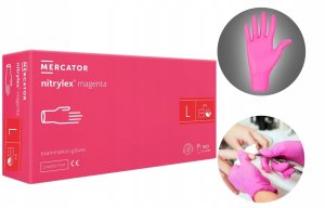 Mercator Medical Rękawice Nitrylowe 100 szt. 9-L Nitrylex Magenta 14