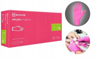 Mercator Medical Rękawice Nitrylowe 100 szt. 7-S Nitrylex Magenta 11