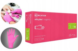 Mercator Medical Rękawice Nitrylowe 100 szt. 7-S Nitrylex Magenta 14