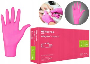 Mercator Medical Rękawice Nitrylowe 100 szt. 7-S Nitrylex Magenta 16
