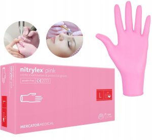 Mercator Medical Rękawice Nitrylowe 100 szt. 9-L Nitrylex Pink 16