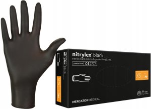 Mercator Medical Rękawice Nitrylowe 100 sztuk / Czarne / Rozmiar: 6 - XS / Nitrylex Black 10