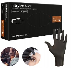 Mercator Medical Rękawice Nitrylowe 100 sztuk / Czarne / Rozmiar: 10 - XL / Nitrylex Black 14