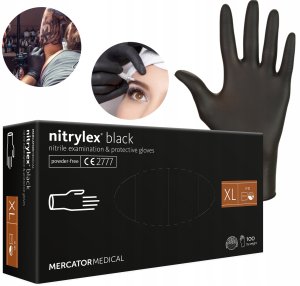 Mercator Medical Rękawice Nitrylowe 100 sztuk / Czarne / Rozmiar: 10 - XL / Nitrylex Black 16