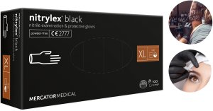 Mercator Medical Rękawice Nitrylowe 100 sztuk / Czarne / Rozmiar: 10 - XL / Nitrylex Black 5