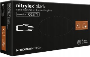 Mercator Medical Rękawice Nitrylowe 100 sztuk / Czarne / Rozmiar: 10 - XL / Nitrylex Black 6