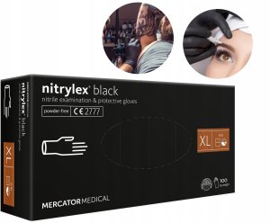 Mercator Medical Rękawice Nitrylowe 100 sztuk / Czarne / Rozmiar: 10 - XL / Nitrylex Black 10