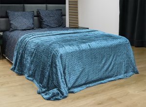 Ciepły koc Fuero 160x200 błękitny miękki tłoczony elegancki narzuta 4
