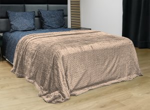 Ciepły koc Fuero 160x200 jasny beż miękki tłoczony elegancki narzuta 5