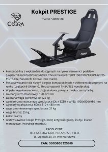 COBRA Kokpit do simracingu PRESTIGE SIMR21BK 9