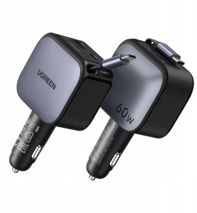 Ładowarka Ugreen 60W Fast Car Charger with Retractable Cable 3