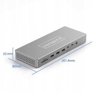 Stacja Dokująca Hub USB-C 16w1 2x HDMI 4K 60Hz Display Port 1.4 USB SD Jack 12