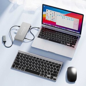 Stacja Dokująca Hub USB-C 16w1 2x HDMI 4K 60Hz Display Port 1.4 USB SD Jack 13