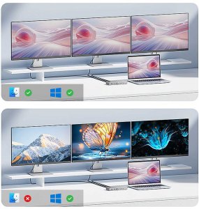 Stacja Dokująca Hub USB-C 16w1 2x HDMI 4K 60Hz Display Port 1.4 USB SD Jack 8