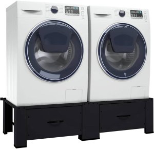 Pralka vidaXL Podstawka na Pralkę 2 pcs Czarny 64 x 55 x 32.5 cm Stal 2
