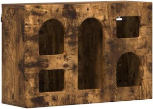 vidaXL Wisząca szafka z półką z wędzonego dębu 60 x 20 x 40 cm 2