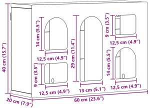 vidaXL Szafka wisząca z półką Betonowy szary 60 x 20 x 40 cm 9