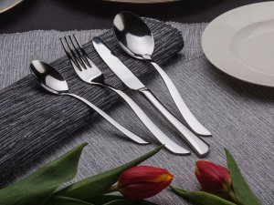 WMF 50 SZT. Sztućce nierdzewne 12 OSÓB WAVE Zestaw sałatkowy 7