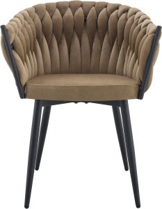Krzesło tapicerowane welur Glam fotel salon stylowe brązowe nogi 2