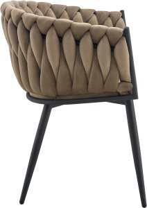 Krzesło tapicerowane welur Glam fotel salon stylowe brązowe nogi 3