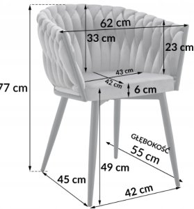 Krzesło tapicerowane welur Glam fotel salon stylowe brązowe nogi 5