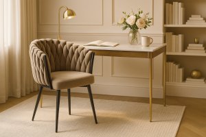 Krzesło tapicerowane welur Glam fotel salon stylowe brązowe nogi 10