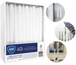 AURA Świece Stołowe Stożkowe Białe 40 szt. s30-40-090 16