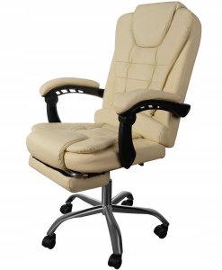 Krzesło biurowe Pako Fotel biurowy z podnóżkiem biały 3