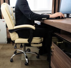 Krzesło biurowe Pako Fotel biurowy z podnóżkiem biały 5