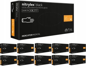 Rękawice Nitrylowe 100 sztuk / Czarne / Rozmiar: 6 - XS / Nitrylex Black - 10 szt. 6