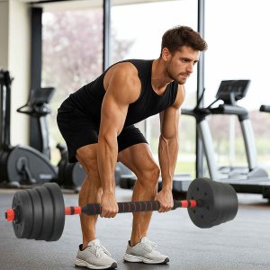 vidaXL Zestaw hantli 2 w 1 Czarny i Czerwony 121 x 19,5 x 19,5 cm 3