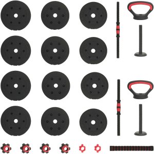 vidaXL Zestaw hantli 4 w 1 Czarny i czerwony 121 x 19,5 x 19,5 cm 7