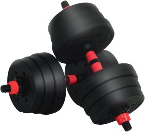 vidaXL Zestaw hantli 2 w 1 Czarny i Czerwony 121 x 19,5 x 19,5 cm 4