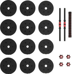 vidaXL Zestaw hantli 2 w 1 Czarny i Czerwony 121 x 19,5 x 19,5 cm 5