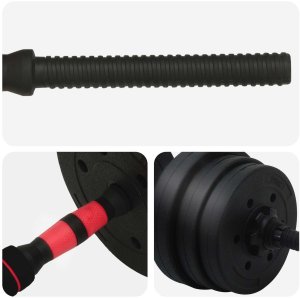 vidaXL Zestaw hantli 2 w 1 Czarny i Czerwony 121 x 19,5 x 19,5 cm 6