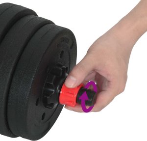 vidaXL Zestaw hantli 2 w 1 Czarny i Czerwony 121 x 19,5 x 19,5 cm 7