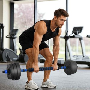 vidaXL Zestaw hantli 4 w 1 Czarny i niebieski 121 x 19,5 x 19,5 cm 3