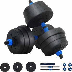 vidaXL Zestaw hantli 2 w 1 Czarny i niebieski 121 x 19,5 x 19,5 cm 2