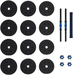 vidaXL Zestaw hantli 2 w 1 Czarny i niebieski 121 x 19,5 x 19,5 cm 5
