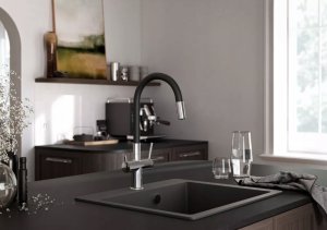 Bateria kuchenna Euroliux BFT41B / FERRO / filtrowany / BAT.ZLEW / ELAST. WYLEW / CHROM / DO WODY FILTROWANEJ 2