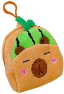 Portfelik Pluszowy Z Brelokiem Kapibara Arbuz Zielony 9,5 x 8 cm 2