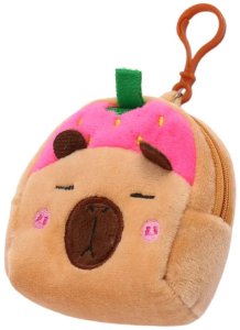 Portfelik Pluszowy Z Brelokiem Kapibara Truskawka Różowa 9,5 x 8 cm 2