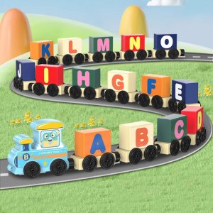 LeanToys Pociąg Edukacyjny Klocki Do Złożenia Litery Cyfry Kolorowy 16 el. 4