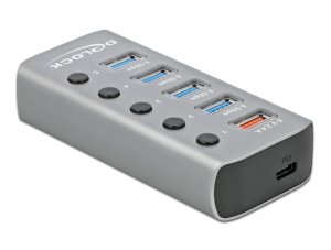 HUB USB Delock Hub USB 5 Gbps z 4 Portami + 1 Portem ładowania + 1 Portem USB-C PD 3.0 z przełącznikiem i podświetleniem 3