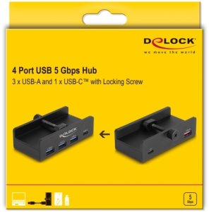 HUB USB Delock huby i koncentratory USB 2.0 Type-A 5000 Mbit/s Czarny 5