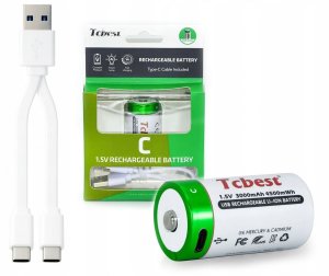 Akumulator Li-ion Bateria C R14 3000 Mah Port Ładowania Usb-c Type-c Tcbest / Usb-c R14 2