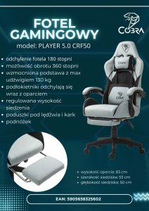 Fotel Cobra PLAYER 5.0 Biały (CRF50) 6
