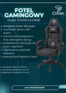 Fotel Cobra Player 4.0 CRF40 Czarny 8